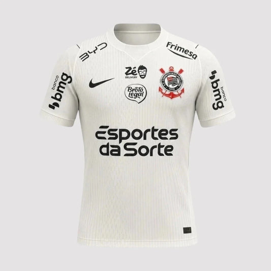 Corinthians Home 26/27 Torcedor Com Patrocínios Nike - Branca