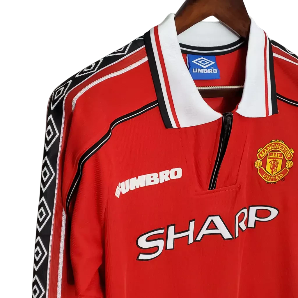 Manchester United Home 1998/99 Manga Longa Umbro - Vermelho