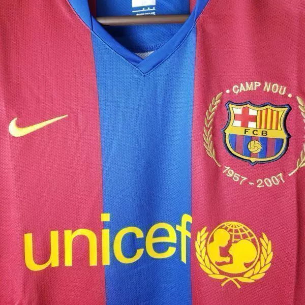 Barcelona Home Retrô 07/08 Manga Longa Nike - Grená